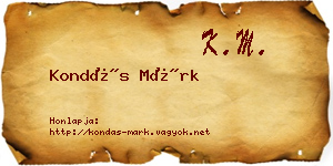 Kondás Márk névjegykártya